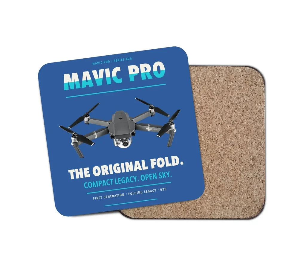 DJI Mavic Pro design on blue 1 piece coaster