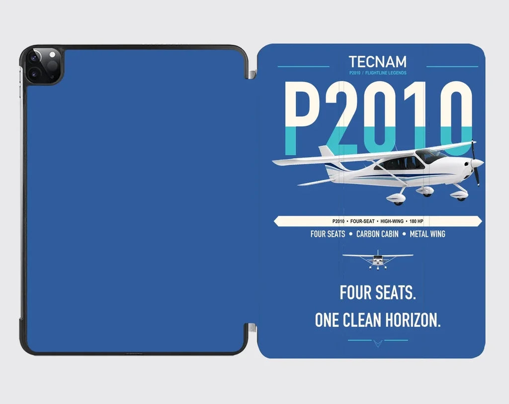 Tecnam P2010 design on blue ipad tablet case