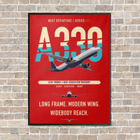 Thumbnail for Airbus A330-900neo vertical canvas print - framed - red background