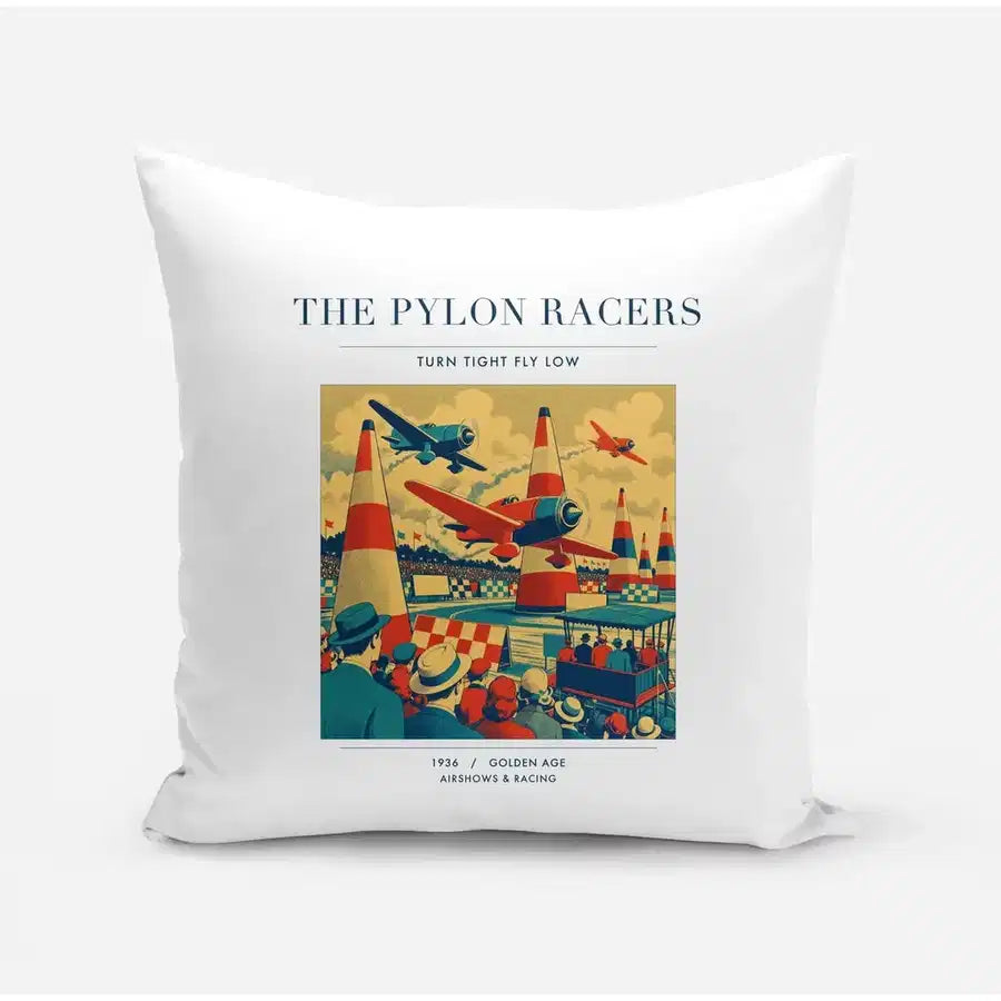 VINTAGE G4046 - The Pylon Racers - Designed Pillows design on white