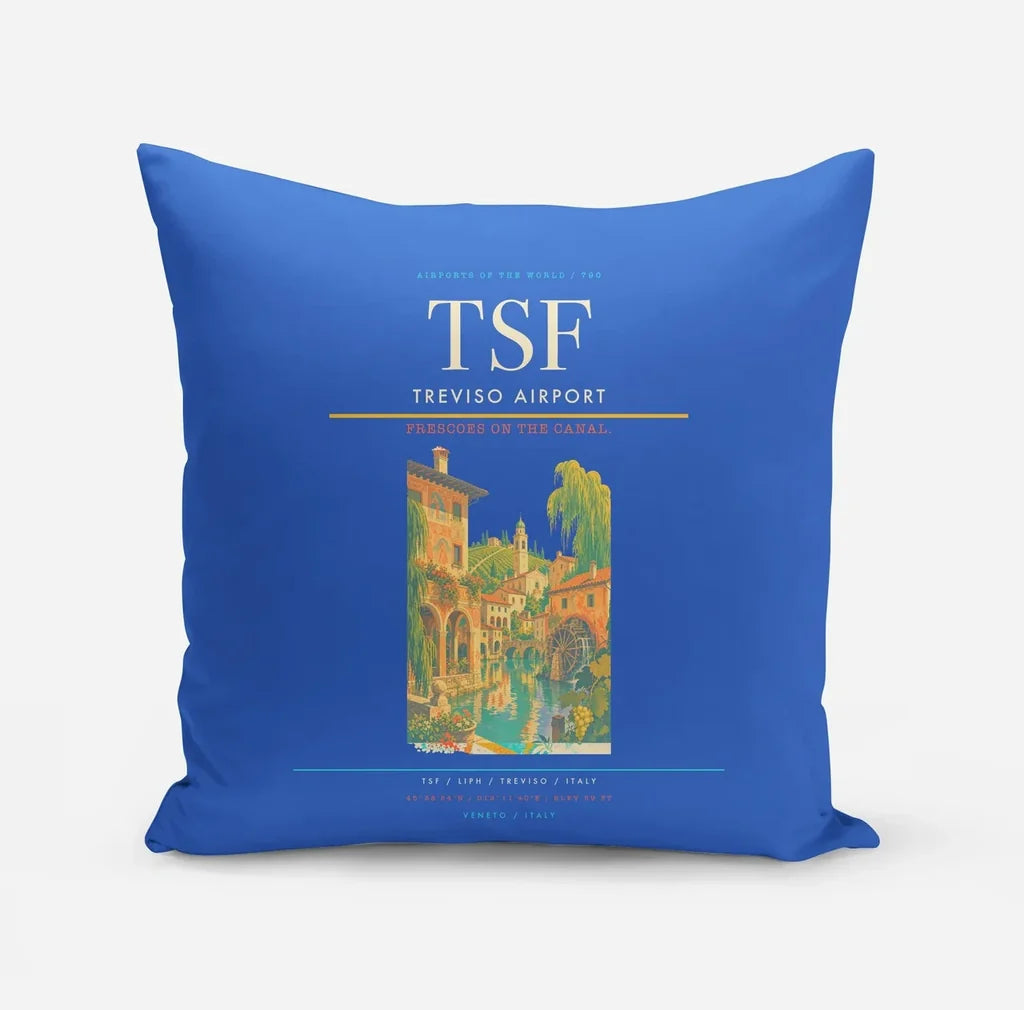 Treviso Airport (TSF) design on blue pillow