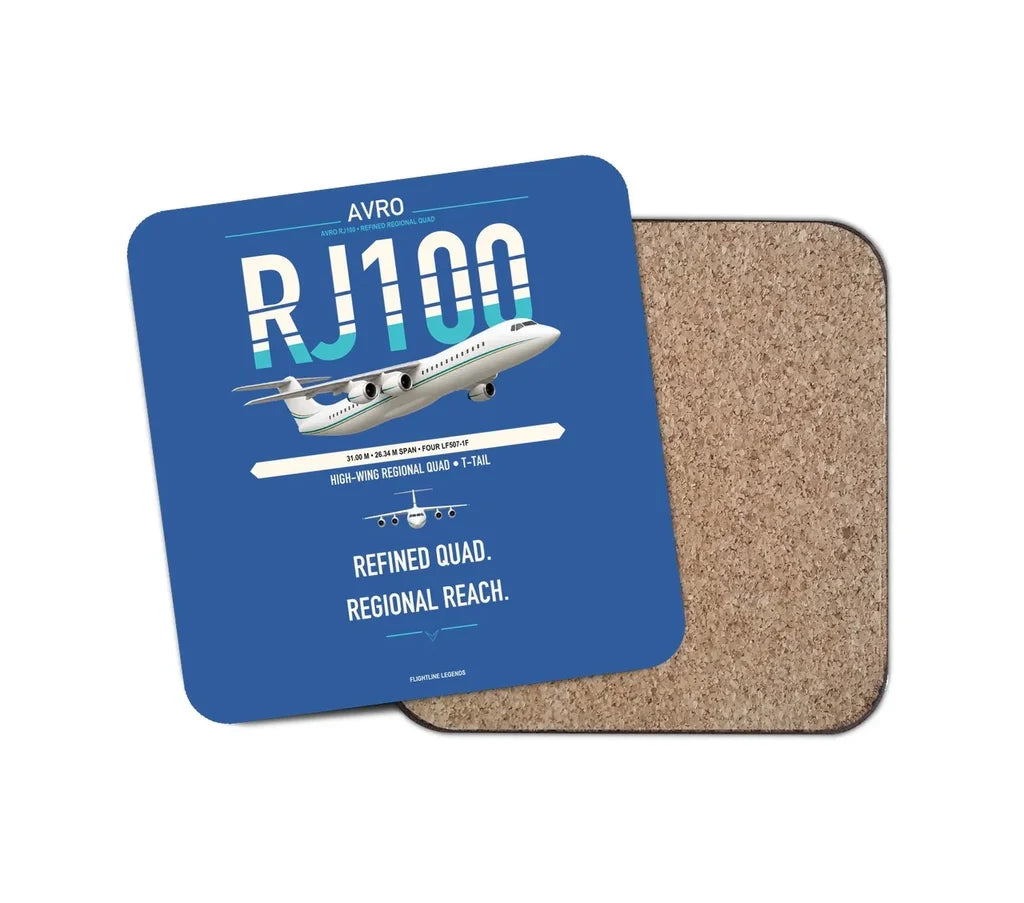 Avro RJ100 design on blue 1 piece coaster