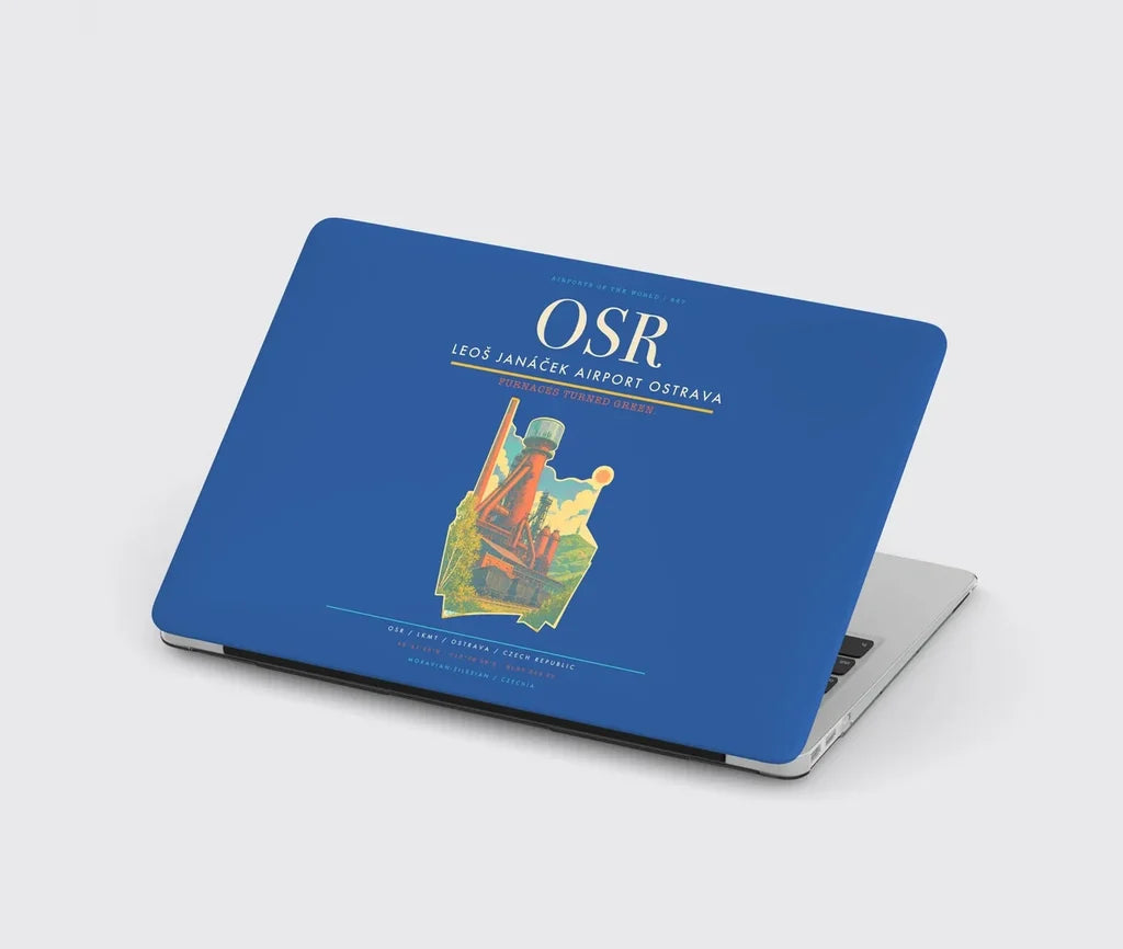 Leoš Janáček Airport Ostrava (OSR) design on blue MacBook case