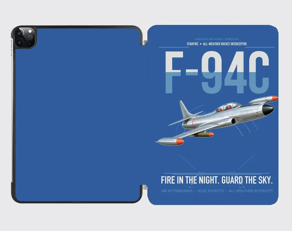 F-94C Starfire design on blue ipad tablet case