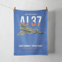 Thumbnail for Saab AJ 37 Viggen design on blue towel