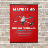 Thumbnail for DJI Matrice 4D vertical canvas print - framed - red background