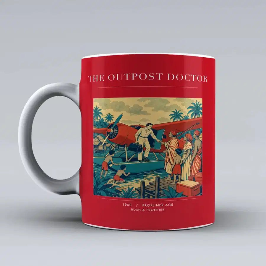 VINTAGE G4197 - The Outpost Doctor - Ceramic Mug design on red