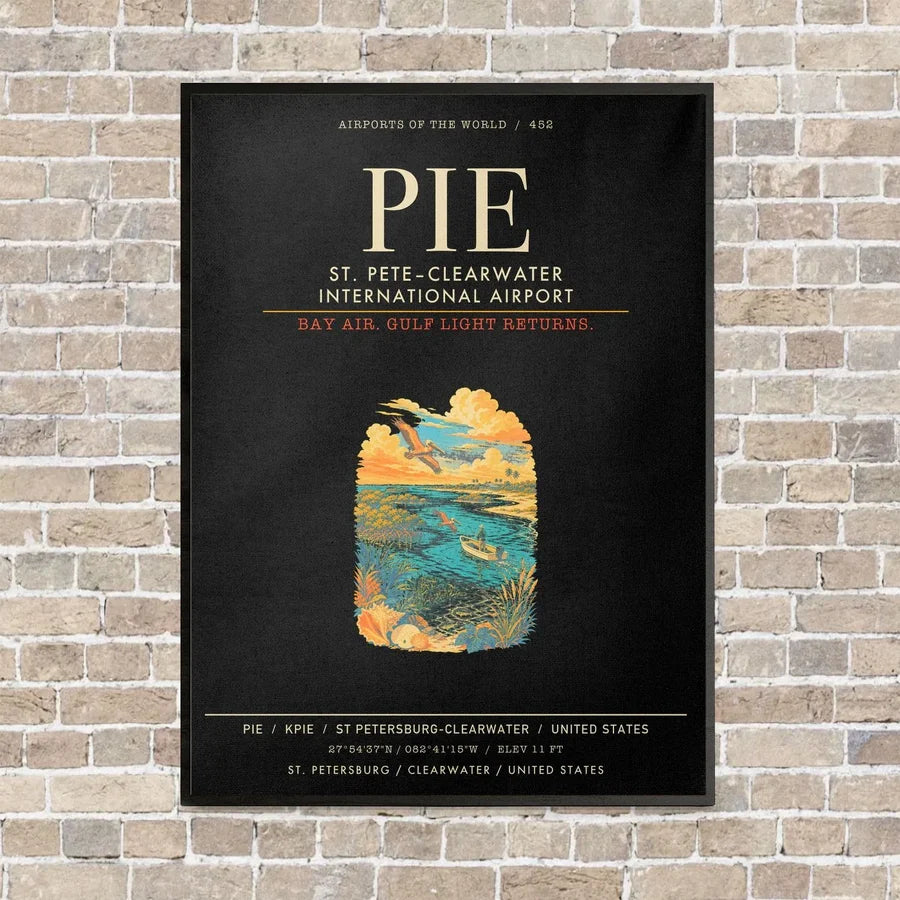 St. PeteClearwater International Airport PIE - Canvas Framed - Black