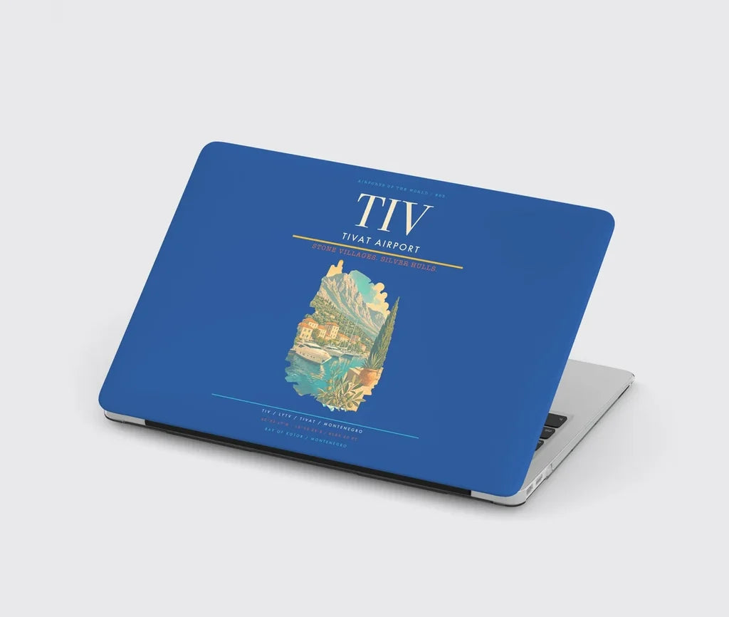 Tivat Airport (TIV) design on blue MacBook case