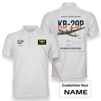 Thumbnail for KB-29P SUPERFORTRESS design on white+name double-side polo t-shirt, double-side print