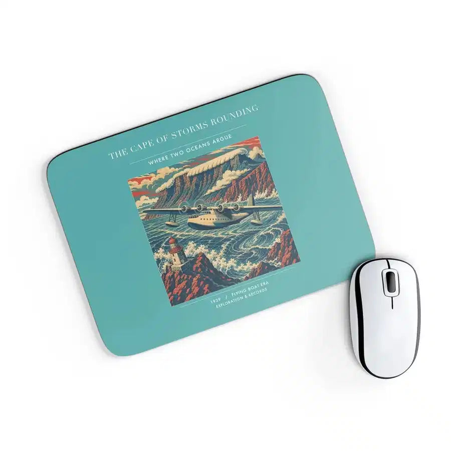 VINTAGE G4494 - The Cape Of Storms Rounding - Designed Mouse Pads design on turquoise rectangle