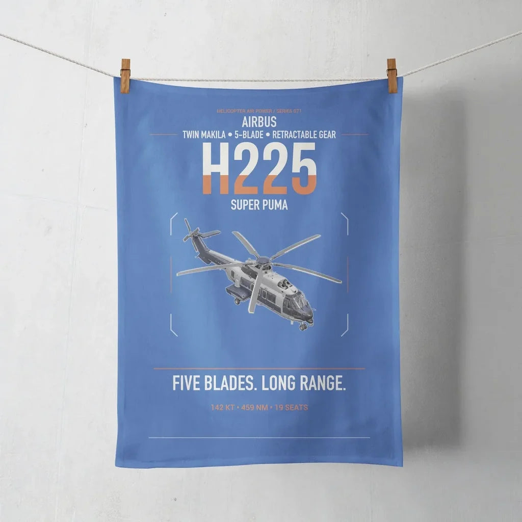 Airbus H225 design on blue towel