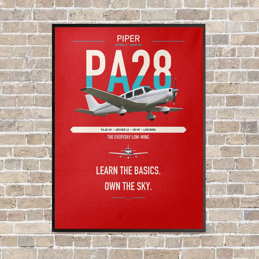 Piper PA-28-181 Archer LX vertical canvas print - framed - red background