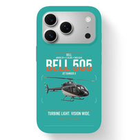 Thumbnail for Bell 505 Jet Ranger X design on turquoise magsafe iphone case, for iPhone 17 Pro