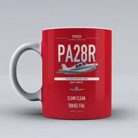 Thumbnail for Piper PA-28R Arrow III design on red ceramic mug, double-side print
