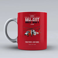 Thumbnail for Sikorsky MH-60T Jayhawk design on red ceramic mug, double-side print