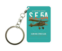 Thumbnail for Royal Aircraft Factory S.E.5a design on turquoise designed key chain, double-side print