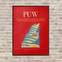 Thumbnail for Pullman–Moscow Regional Airport PUW vertical canvas print - framed - red background