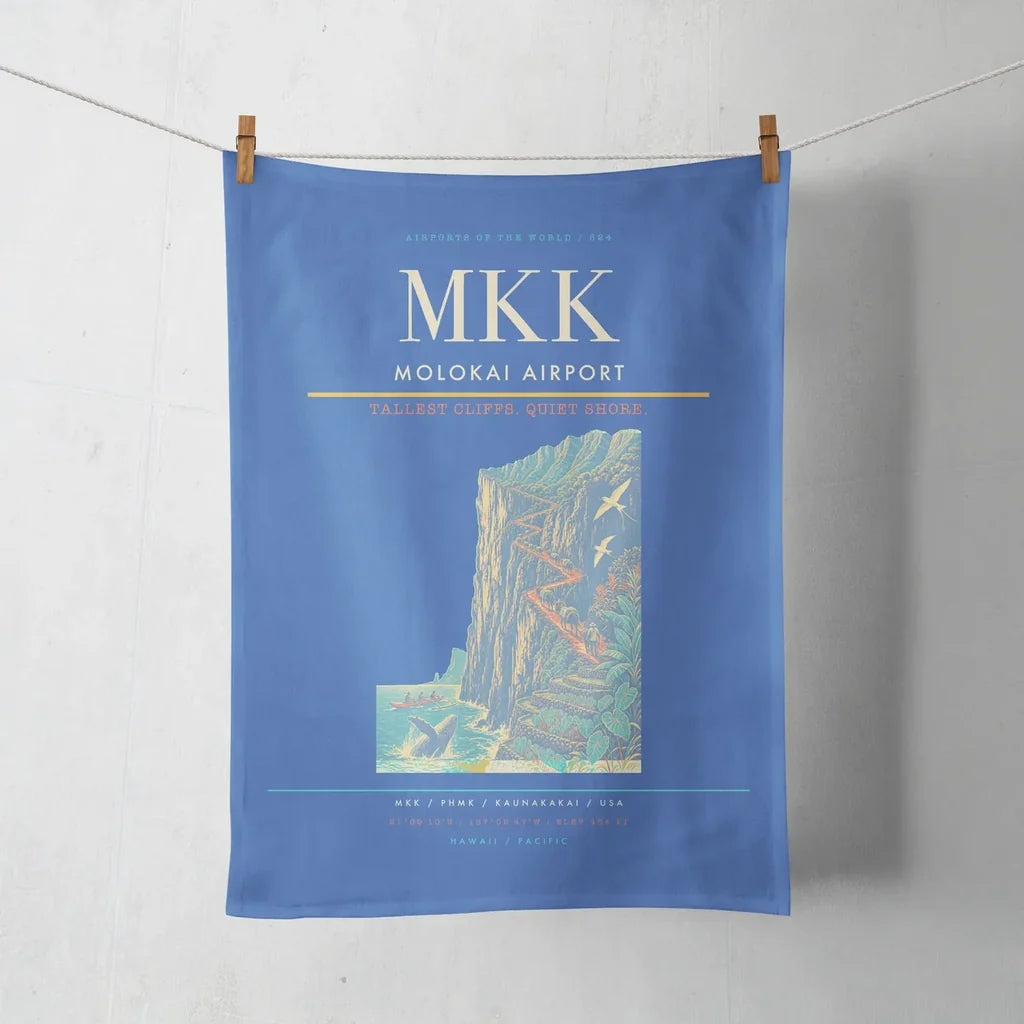 Molokai Airport (MKK) design on blue towel
