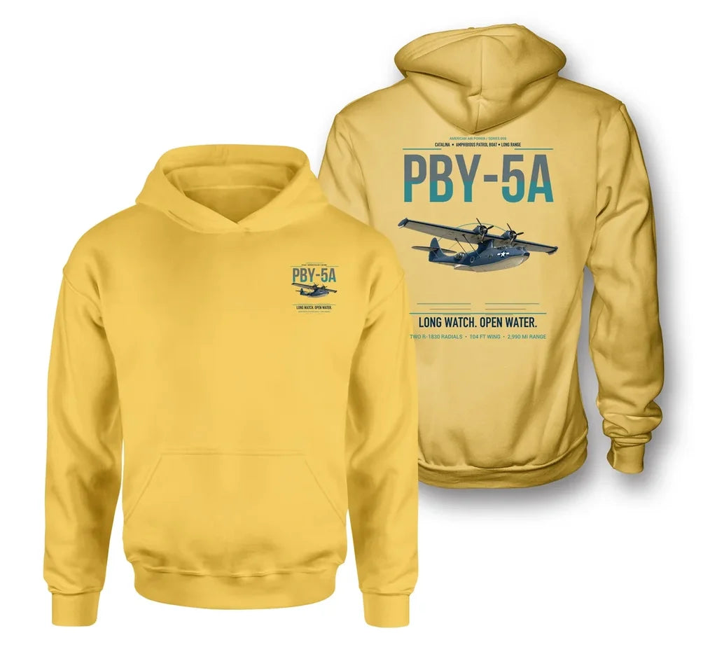 PBY-5A Catalina design on yellow double-side hoodie, double-side print