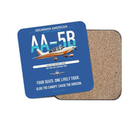 Thumbnail for Grumman American AA-5B Tiger design on blue 1 piece coaster