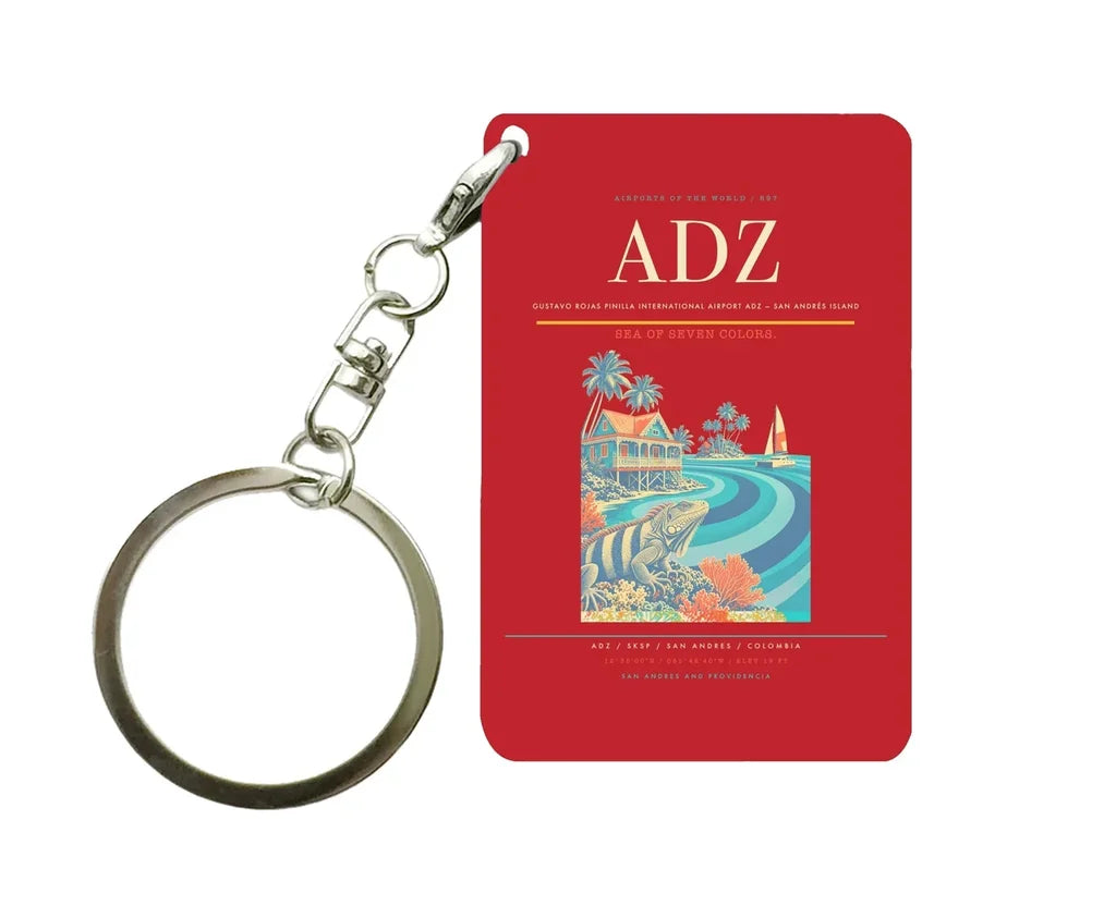 Gustavo Rojas Pinilla International Airport (ADZ) design on red key chain