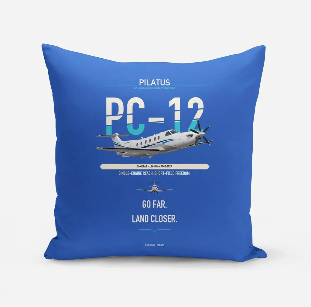 Pilatus PC-12 PRO design on blue pillow