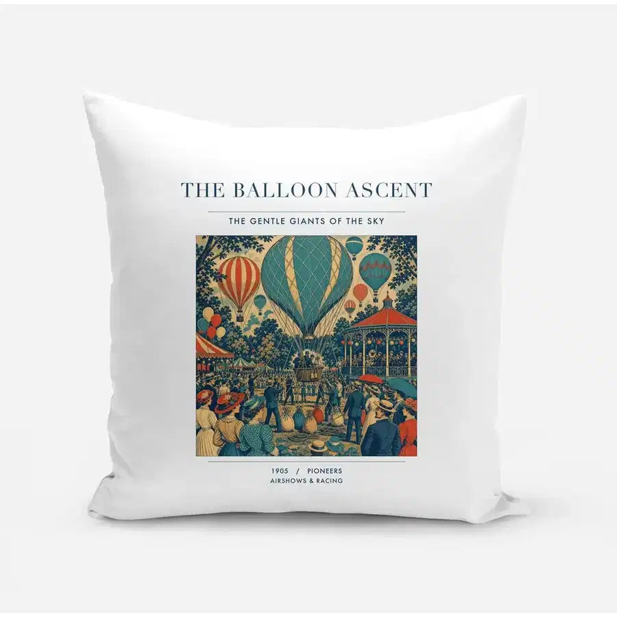 VINTAGE G4011 - The Balloon Ascent - Designed Pillows design on white
