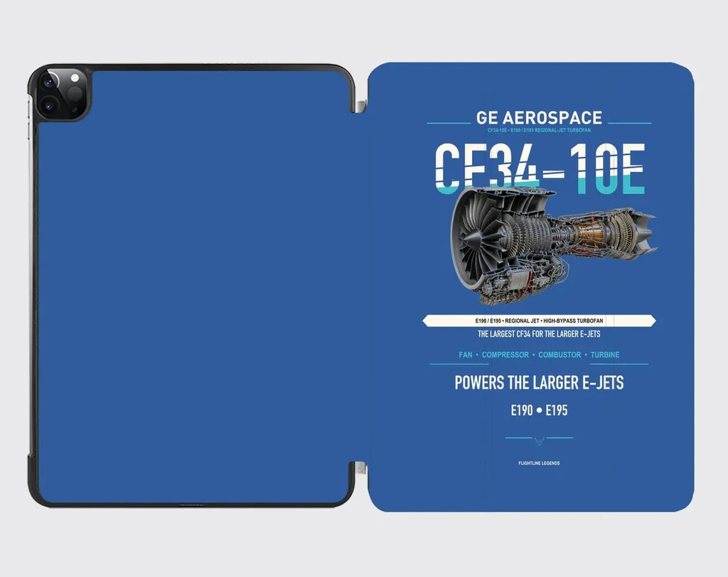 CF34-10E design on blue ipad tablet case