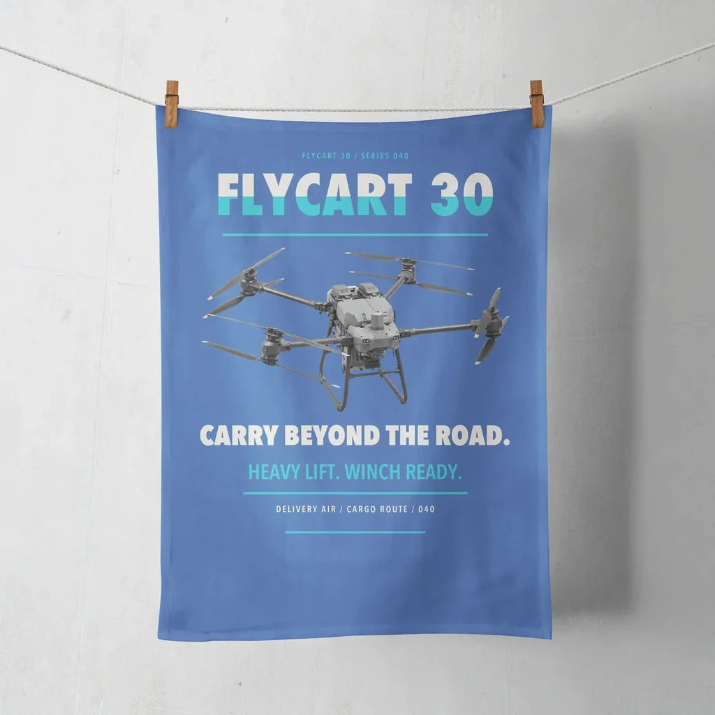 DJI FlyCart 30 design on blue towel