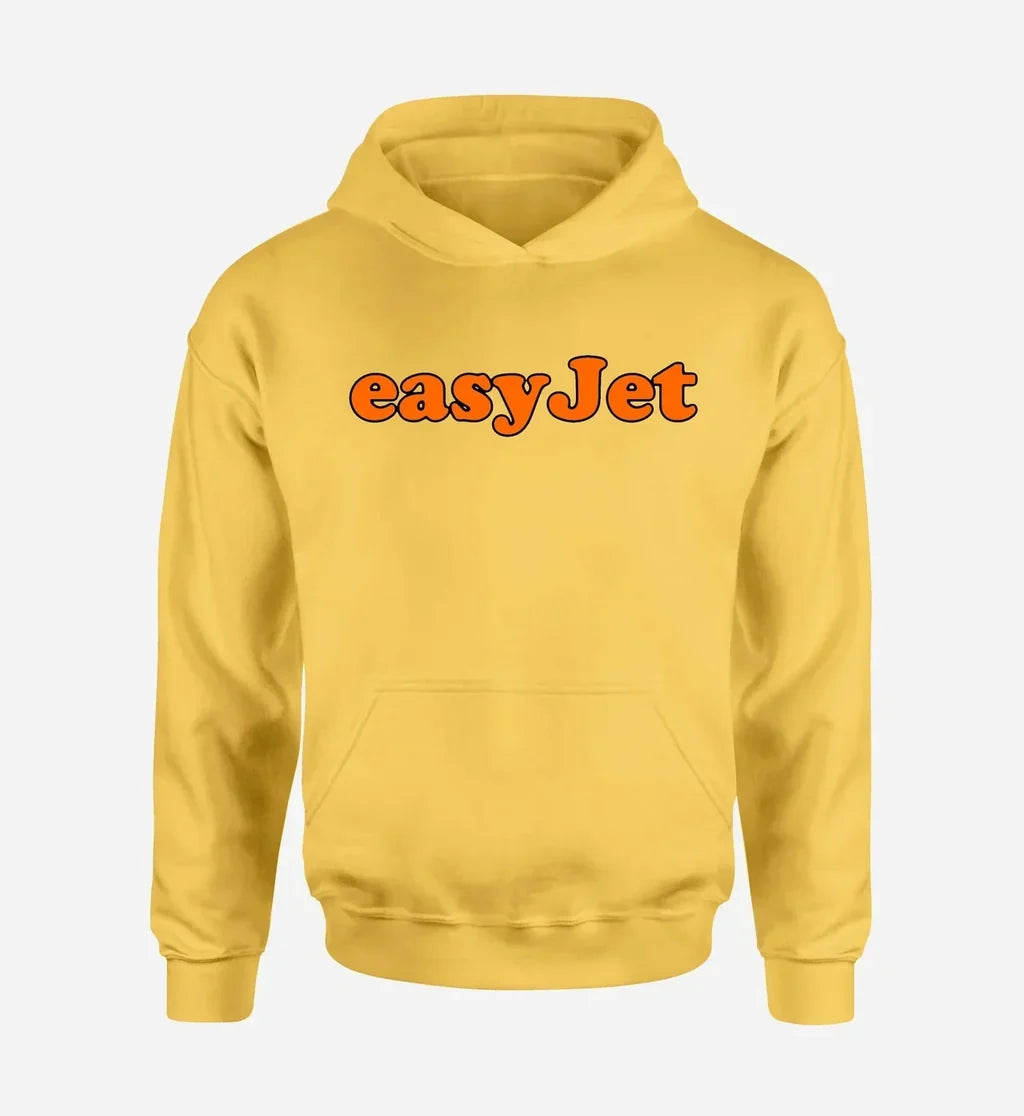 EasyJet Airlines logo printed on yellow hoodie