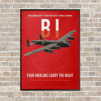 Thumbnail for Avro Lancaster B I vertical canvas print - framed - red background