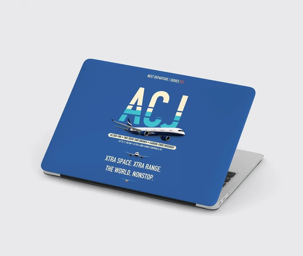 Airbus ACJ350 / exact ACJ350-900 design on blue MacBook case