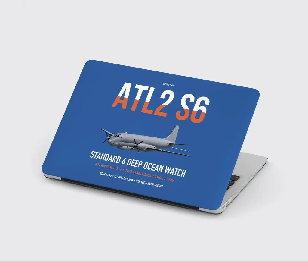 Atlantique 2 Standard 6 design on blue MacBook case