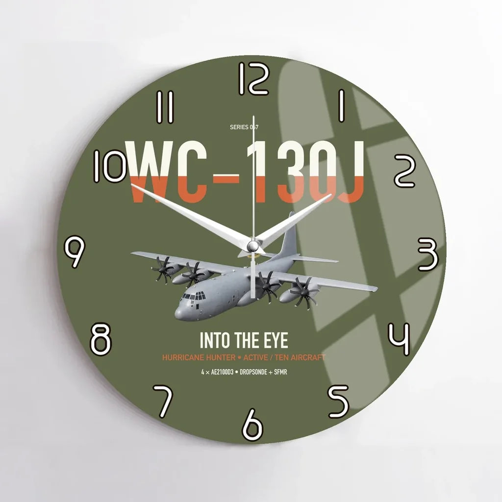 WC-130J Hurricane Hunter design on green army no frame wall clock