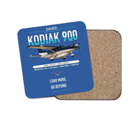 Thumbnail for Daher Kodiak 900 design on blue 1 piece coaster