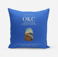 Thumbnail for OKC Will Rogers International Airport (OKC) design on blue pillow