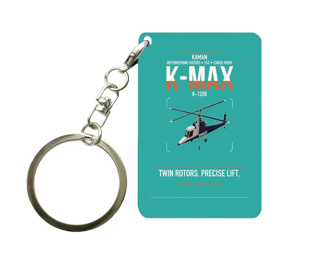 Kaman K-1200 K-MAX design on turquoise designed key chain, double-side print