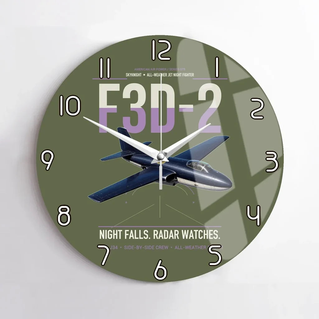 F3D-2 Skyknight design on green army no frame wall clock