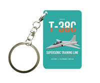 Thumbnail for T-38C Talon design on turquoise designed key chain, double-side print