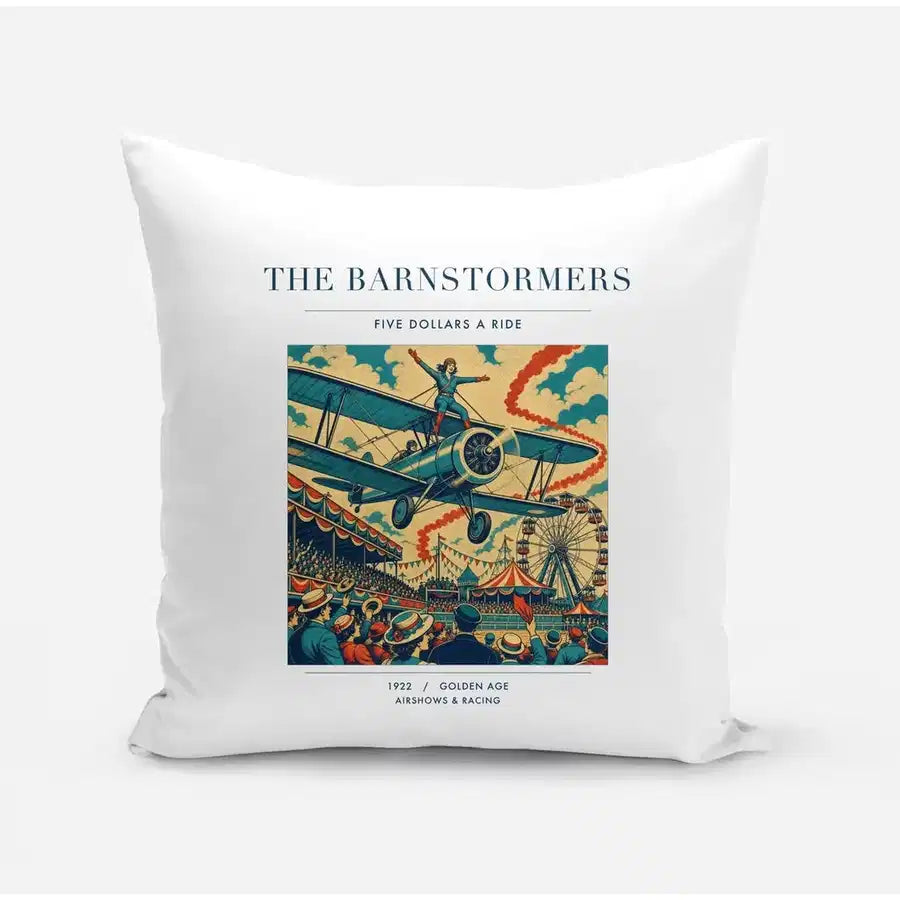 VINTAGE G4017 - The Barnstormers - Designed Pillows design on white