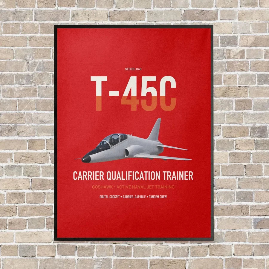 T-45C Goshawk vertical canvas print - framed - red background