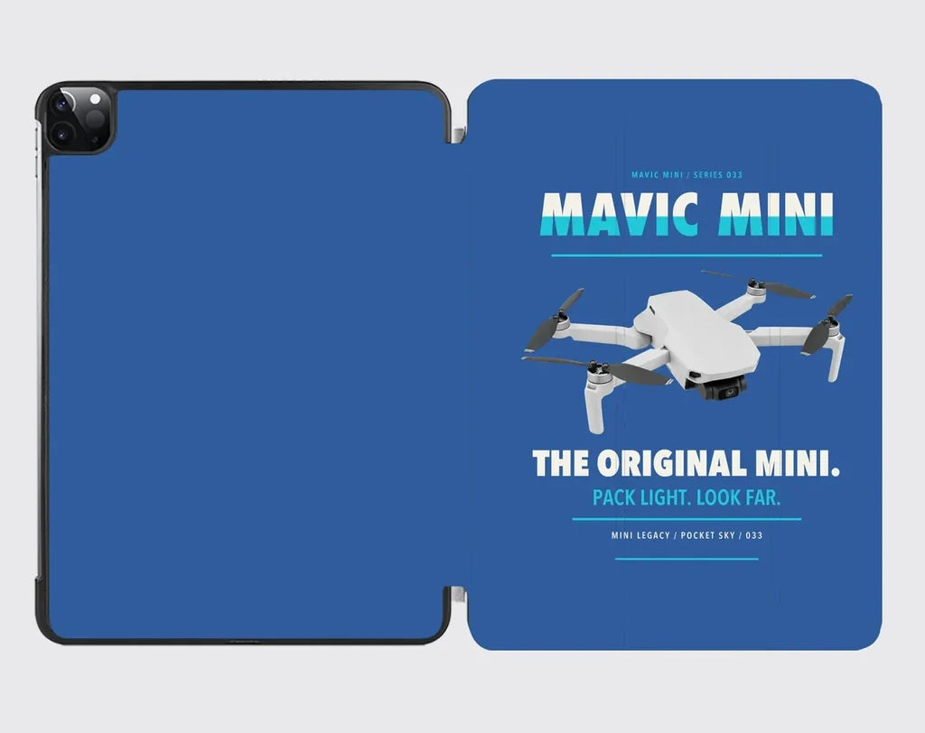 DJI Mavic Mini design on blue ipad tablet case