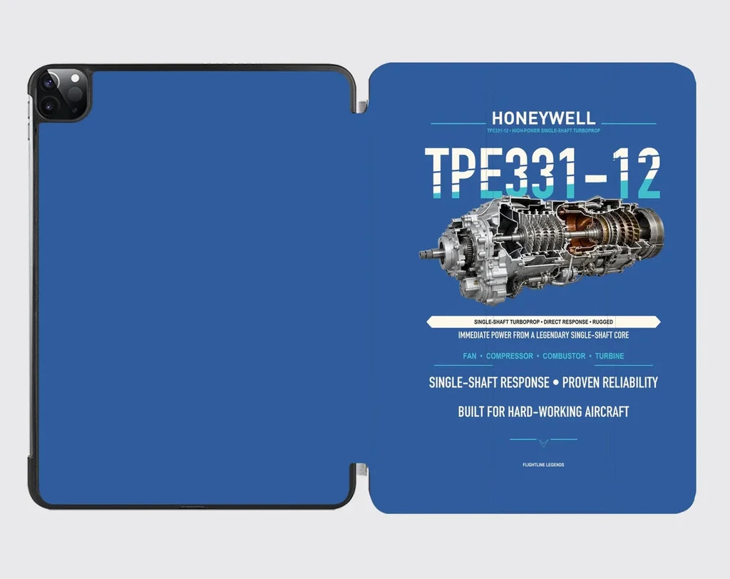 TPE331-12 design on blue ipad tablet case