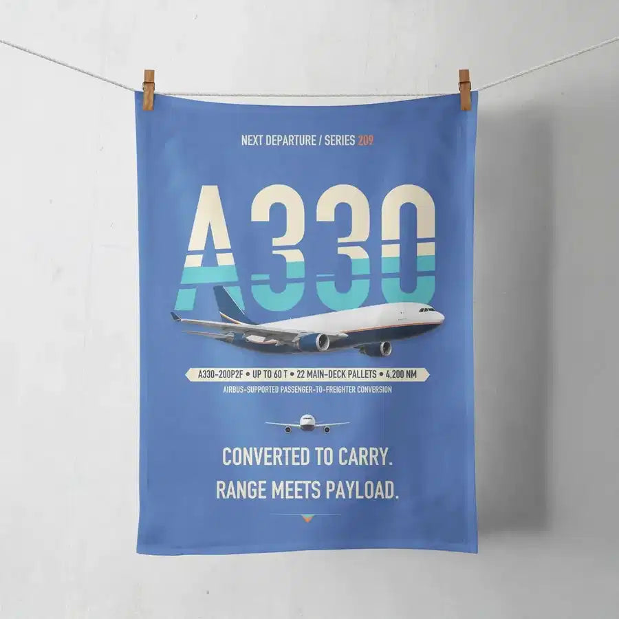 Airbus A330-200P2F design on blue towel