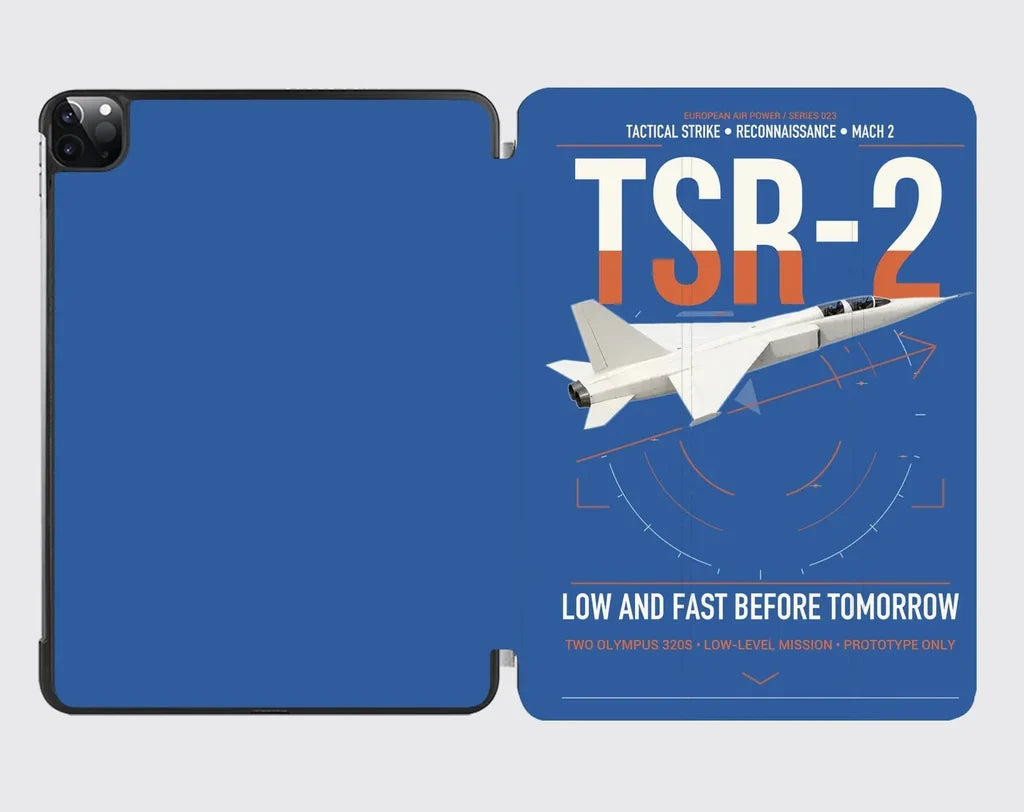 BAC TSR-2 design on blue ipad tablet case