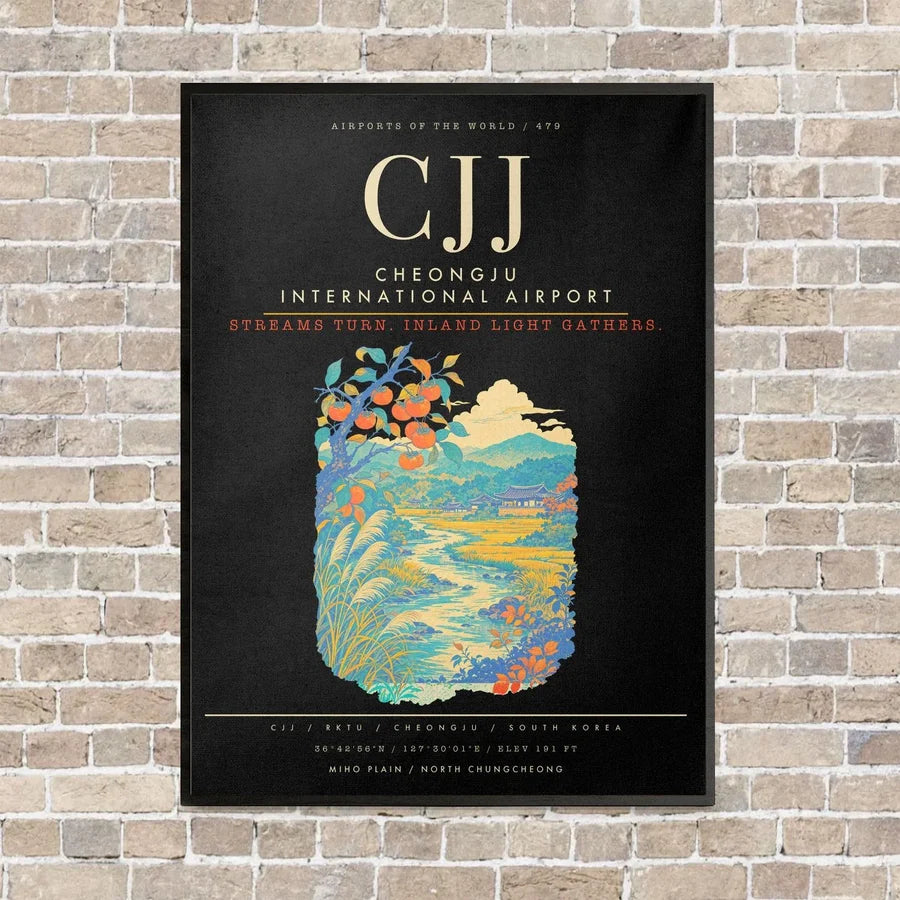Cheongju International Airport CJJ - Canvas Framed - Black