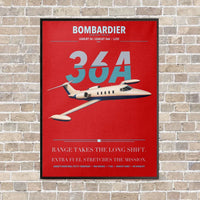 Thumbnail for Bombardier Learjet 36A vertical canvas print - framed - red background