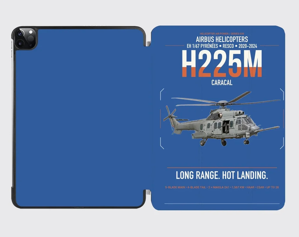Airbus Helicopters H225M Caracal design on blue ipad tablet case