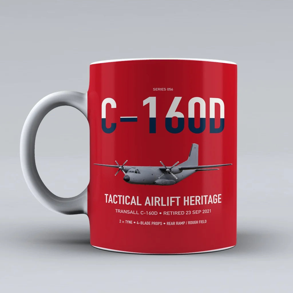 Transall C-160D design on red ceramic mug, double-side print